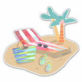 Sticker Beach Life Surf Sable et palmiers (Devant)
