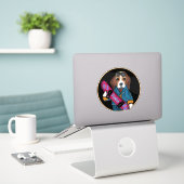 STICKER BEAGLE (Ordinateur portable sur le bureau)