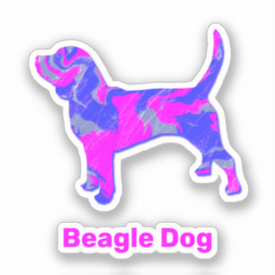 Sticker beagle chien rose chaud et bleu Vinyl