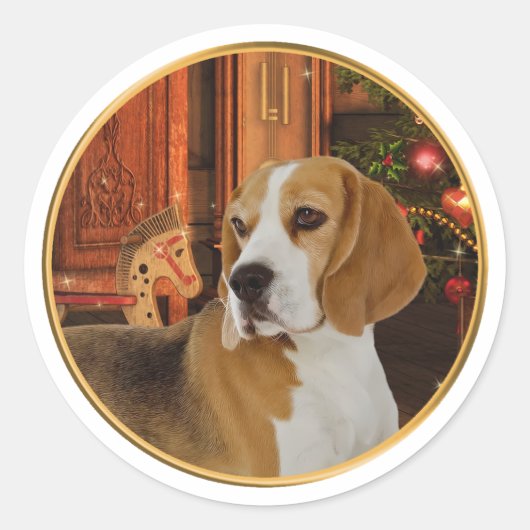 Sticker Beagle de Noël (Devant)