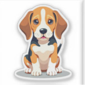Sticker Beagle désirable, Style Plat Adorable, Petit (Devant)