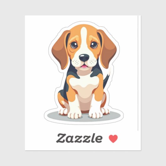 Sticker Beagle désirable, Style Plat Adorable, Petit (Feuille)