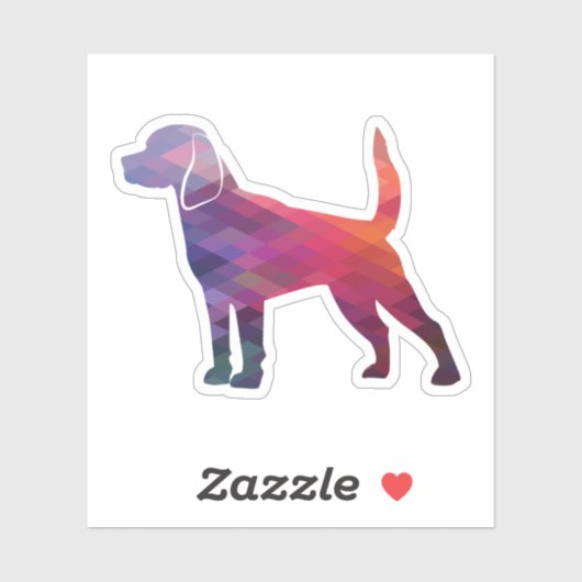 Sticker Beagle Dog Breed Geo Silhouette Purple (Feuille)
