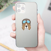 Sticker Beagle en tant que pilote avec casquette pilote (Téléphone)