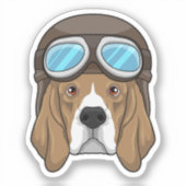 Sticker Beagle en tant que pilote avec casquette pilote (Recto)
