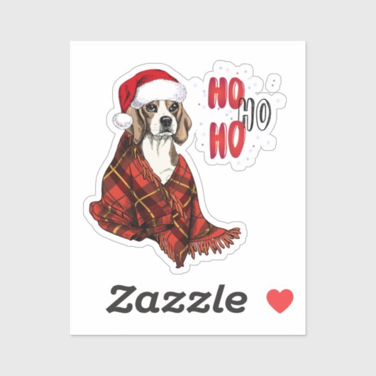 Sticker Beagle Ho Ho Ho Transparent (Feuille)