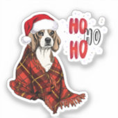 Sticker Beagle Ho Ho Ho Transparent (Recto)