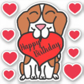 Sticker Beagle Joyeux Coeurs d'anniversaire (Devant)