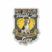 Sticker Beagle m'a appris l'amour inconditionnel Chien Cœu (Devant)