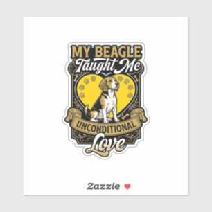 Sticker Beagle m'a appris l'amour inconditionnel Chien Cœu