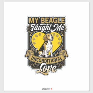 Sticker Beagle m'a appris l'amour inconditionnel Chien Cœu