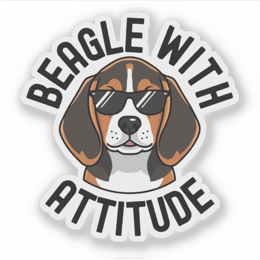 Sticker Beagle With Attitude Dog Wearing Sunglasses (Devant)