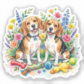 Sticker Beagles aquarelle mignons (Recto)