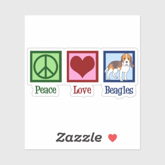 Sticker Beagles mignons de l'amour de la paix (Feuille)