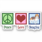 Sticker Beagles mignons de l'amour de la paix (Devant)