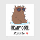Sticker Béaire Cool Funky Brown Bear Pun (Feuille)