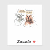 Sticker Bear And Deer Conversation Funny Wildlife Design (Feuille)