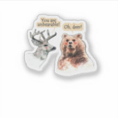 Sticker Bear And Deer Conversation Funny Wildlife Design (Devant)