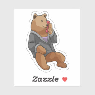 Sticker Bear as Secretary with Phone