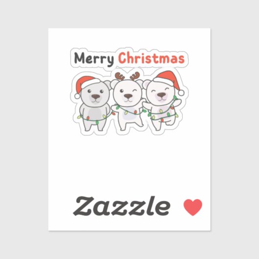 Sticker Bear Christmas Animals (Feuille)