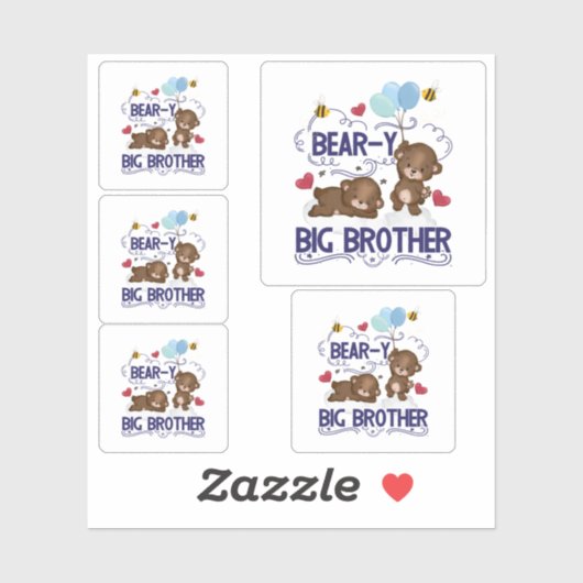 Sticker Bear y Big Brother Fils de frère (Feuille)