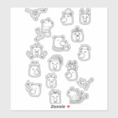 Sticker Bears Joli Vacances d'hiver Ligne Art (Feuille)