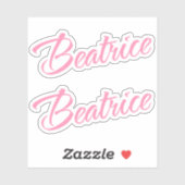 Sticker Beatrice Nom décoratif en rose x2 (Feuille)