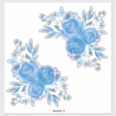 Sticker Beau Aquarelle Roses Bleus (Feuille)