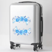 Sticker Beau Aquarelle Roses Bleus (Sur valise)