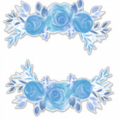 Sticker Beau Aquarelle Roses Bleus (Devant)