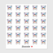 Sticker Beau arc-en-ciel Papillon bonbons Baisers Monogram (Feuille)