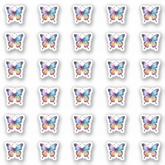 Sticker Beau arc-en-ciel Papillon bonbons Baisers Monogram (Devant)
