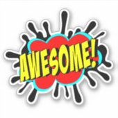 Sticker BEAU Burst Pop Art Jaune sur Rouge 4" Vinyl (Devant)