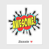 Sticker BEAU Burst Pop Art Jaune sur Rouge 4" Vinyl (Feuille)