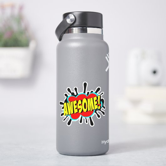 Sticker BEAU Burst Pop Art Jaune sur Rouge 4" Vinyl (HydroFlask)