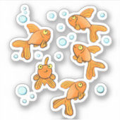 Sticker Beau caricature orange poisson rouge avec bulles b (Devant)
