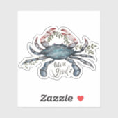 Sticker Beau Crabe Bleu Art Design (Feuille)