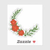 Sticker Beau Croissant de Couronne de fleurs rouges (Feuille)