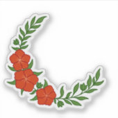 Sticker Beau Croissant de Couronne de fleurs rouges (Devant)