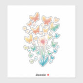 STICKER BEAU DANDELION COLORÉ FLEURS ET BOUTEILLES (Feuille)