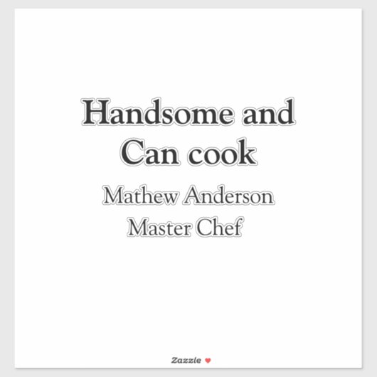 Sticker Beau et peut cuisiner ajouter nom master chef date (Feuille)