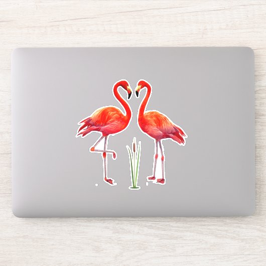 Sticker Beau Flamant rose Couple (Ordinateur)
