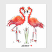 Sticker Beau Flamant rose Couple (Feuille)
