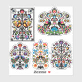 Sticker Beau folklore polonais Wycinanki ensemble de 5 (Feuille)