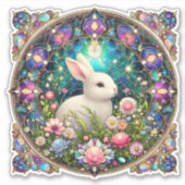 Sticker Beau Jardin de lapin de Pâques Vitrail (Devant)