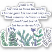 Sticker Beau Jean 3:16 Bible Verse Christian Floral (Devant)