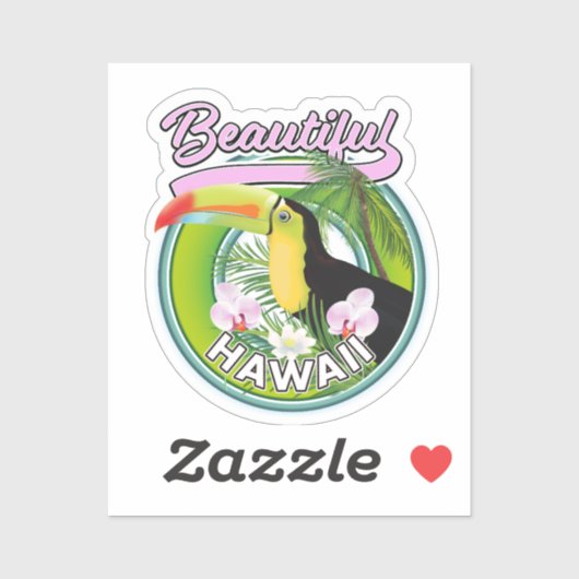 Sticker beau logo de voyage à Hawaii (Feuille)