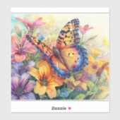 Sticker Beau papillon et fleurs (Feuille)