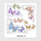 Sticker Beau papillon insectes tourbillons floraux (Feuille)