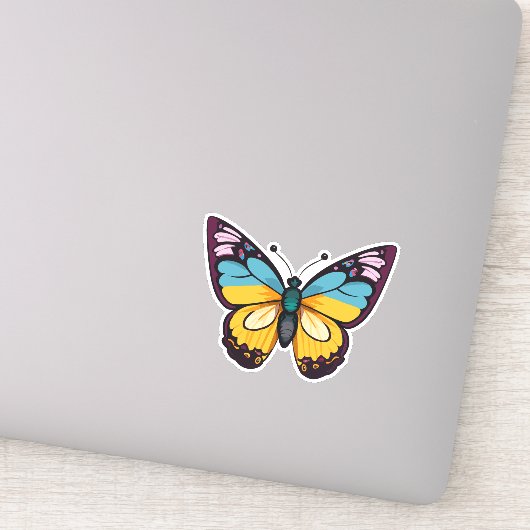 Sticker Beau papillon multicolore (Détail)